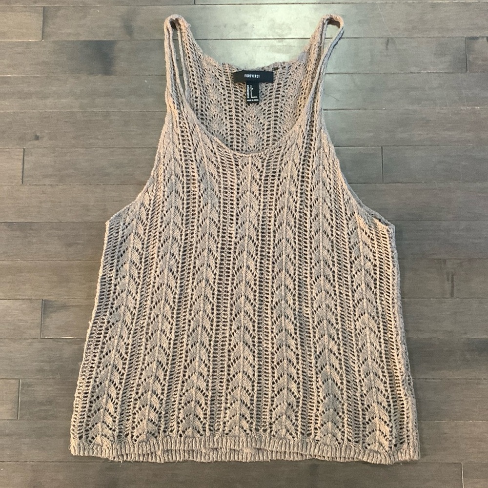 Forever 21 Bohemian Tan Crochet Layering Oversized Tank Top Women’s S